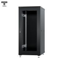 ТЕЛКОМ ТС-18.6.8-СМ.9005М Шкаф напольный 18U 600x800x920мм (ШхГхВ) телекоммуникационный 19", передняя дверь стеклянная - задняя дверь металлическая, цвет черный (RAL9005М) (5 мест)