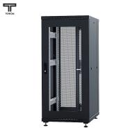 ТЕЛКОМ ТС-18.6.6-С2П.9005М Шкаф напольный 18U 600x600x920мм (ШхГхВ) телекоммуникационный 19", передняя дверь стеклянная - задняя дверь перфорированная распашная 2-х створчатая, цвет черный (RAL9005М) (5 мест)