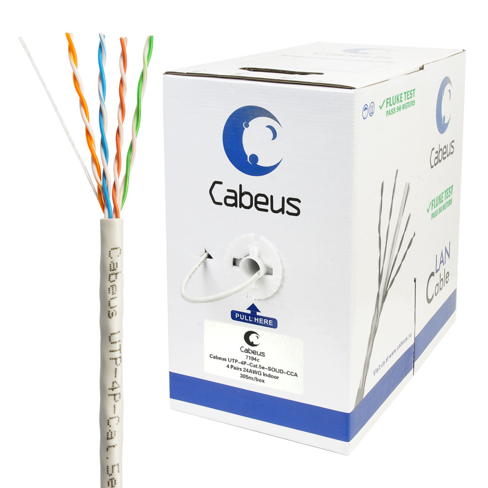 Cabeus UTP-4P-Cat.5e-SOLID-CCA    UTP (U/UTP),  5e, 4 , 24 AWG,  ,  (solid),  (305 )