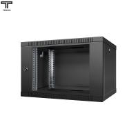 ТЕЛКОМ TL-6.6.3-С.9005МА Шкаф настенный 6U 600x350x356мм (ШхГхВ) телекоммуникационный 19", дверь стеклянная в металлической раме, цвет черный (RAL9005МА)