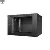 ТЕЛКОМ TL-6.6.4-С.9005МА Шкаф настенный 6U 600x450x356мм (ШхГхВ) телекоммуникационный 19", дверь стеклянная в металлической раме, цвет черный (RAL9005МА)