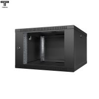 ТЕЛКОМ TL-6.6.6-С.9005МА Шкаф настенный 6U 600x600x356мм (ШхГхВ) телекоммуникационный 19", дверь стеклянная в металлической раме, цвет черный (RAL9005МА) (4 места)