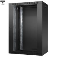 ТЕЛКОМ TL-18.6.3-С.9005МА Шкаф настенный 18U 600x350x890мм (ШхГхВ) телекоммуникационный 19", дверь стеклянная в металлической раме, цвет черный (RAL9005МА) (4 места)