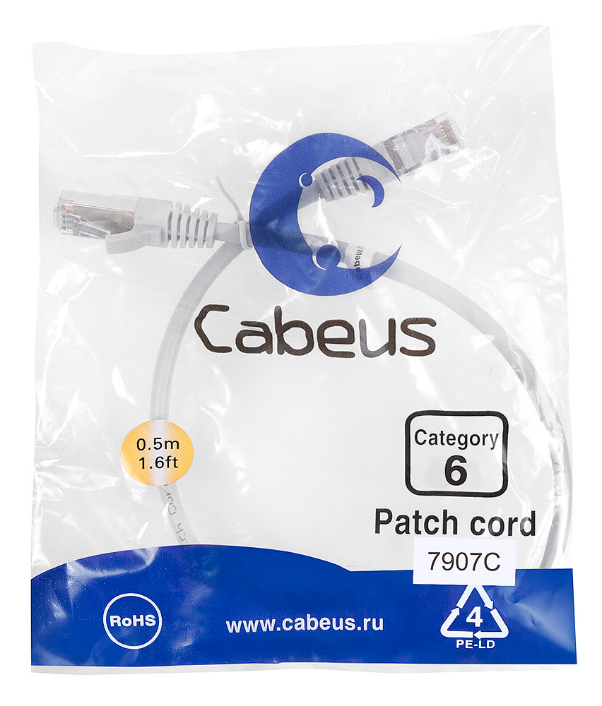 Cabeus PC-FTP-RJ45-Cat.6-0.5m-LSZH - F/UTP,  6, 2xRJ45/8p8c, , , LSZH, 0.5