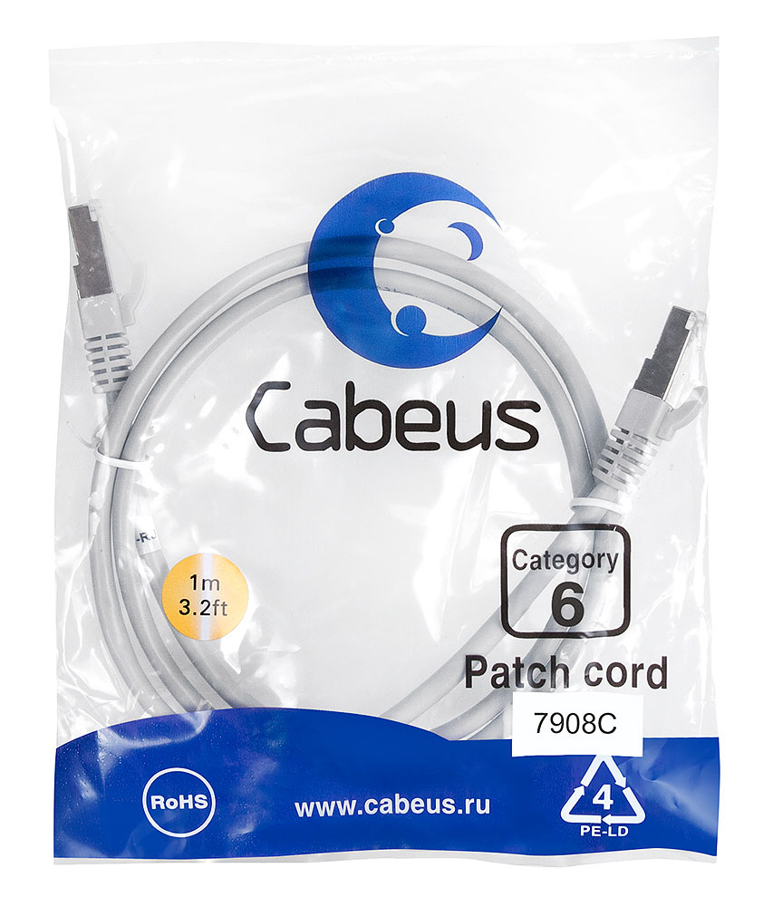 Cabeus PC-FTP-RJ45-Cat.6-1m-LSZH - F/UTP,  6, 2xRJ45/8p8c, , , LSZH, 1