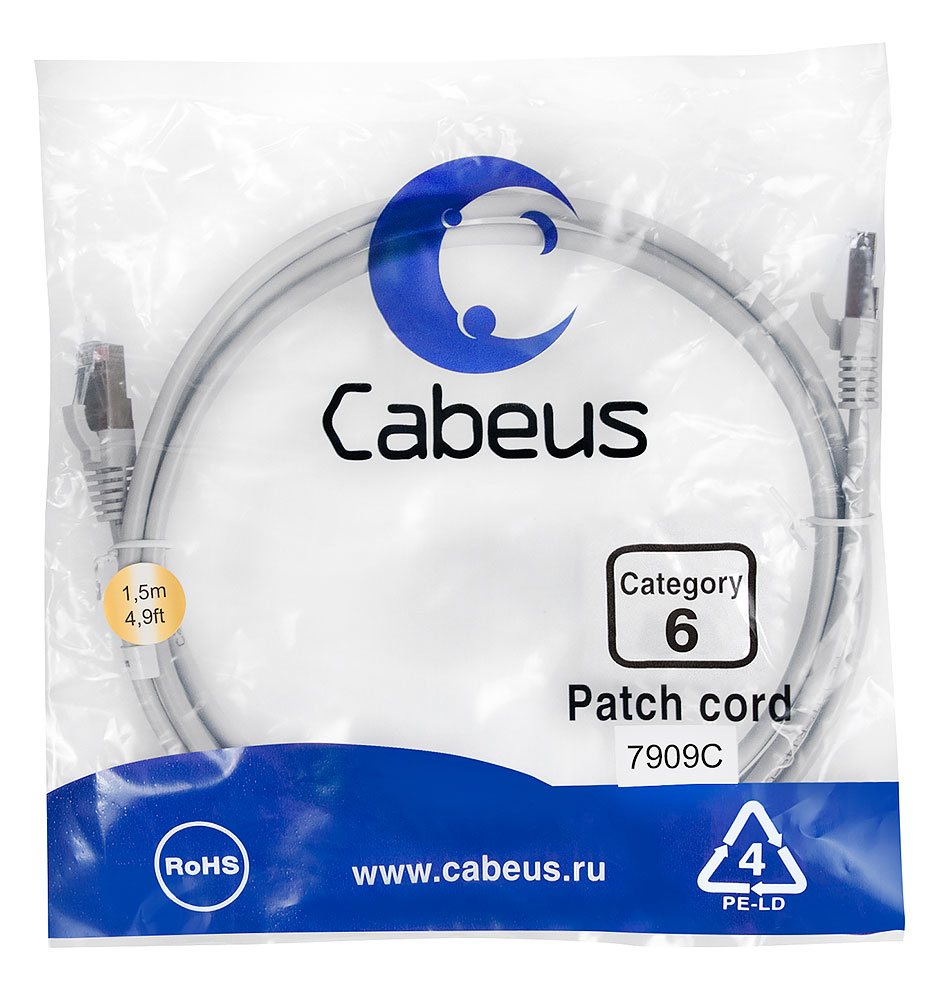 Cabeus PC-FTP-RJ45-Cat.6-1.5m-LSZH - F/UTP,  6, 2xRJ45/8p8c, , , LSZH, 1.5