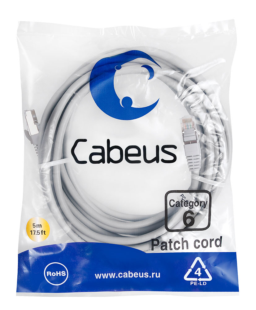 Cabeus PC-FTP-RJ45-Cat.6-5m-LSZH - F/UTP,  6, 2xRJ45/8p8c, , , LSZH, 5