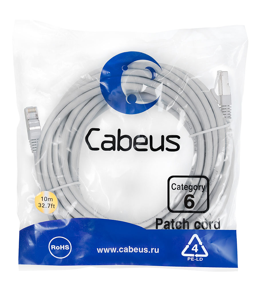 Cabeus PC-FTP-RJ45-Cat.6-10m-LSZH - F/UTP,  6, 2xRJ45/8p8c, , , LSZH, 10