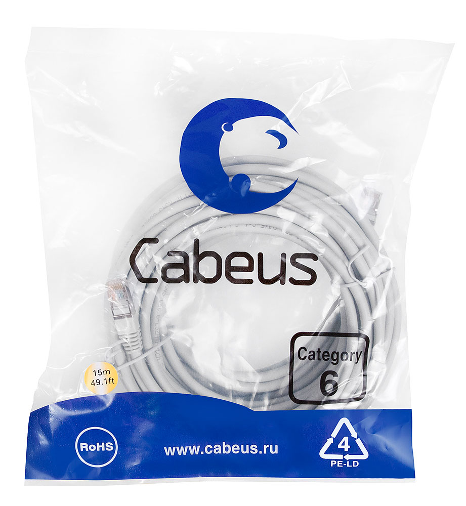 Cabeus PC-FTP-RJ45-Cat.6-15m-LSZH - F/UTP,  6, 2xRJ45/8p8c, , , LSZH, 15