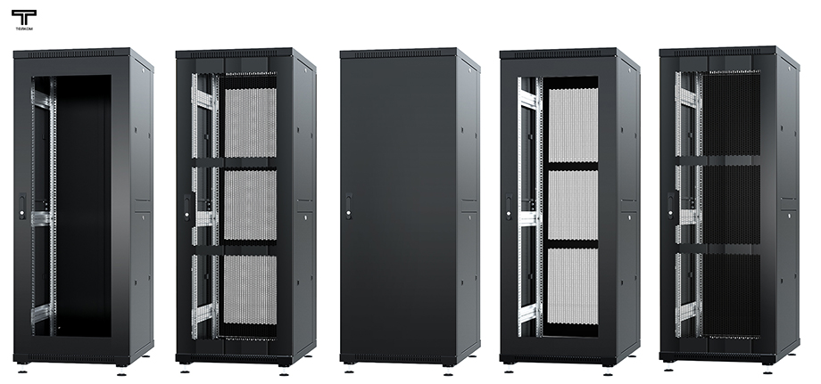 Напольные серверные шкафы ТЕЛКОМ 33U глубиной 600, 800, 1000мм. Двери: металл, стекло, перфорация.