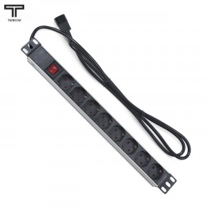 Блок силовых розеток 19″ (гнездо Schuko) (вилка C14)