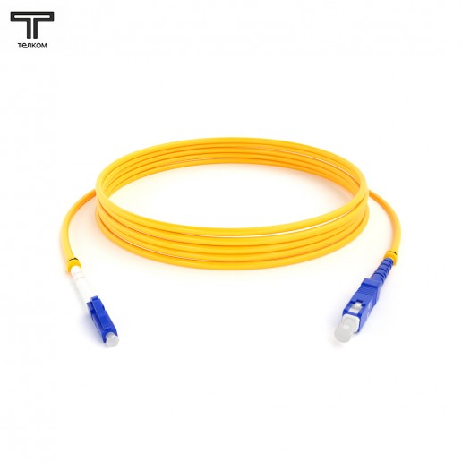 ТЕЛКОМ ШОС-3.0-LC/U-SC/U-SM-1.5м-LSZH-YL Шнур оптический simplex LC/UPC-SC/UPC 9/125 OS2 (G.652.D) одномодовый SM (3.0мм) LSZH, длина 1,5м