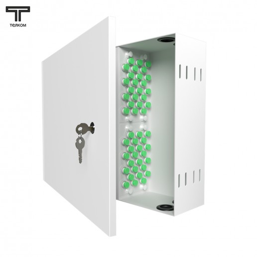 ТЕЛКОМ КНп-48-FC/APC-9/125 Кросс оптический настенный на 48 портов FC/APC 9/125мкм предсобранный (пигтейл FC/APC 9/125-48шт, розетка FC-48шт, планки FC/ST, сплайс кассета-2шт, крышка для сплайс кассеты-1шт, КДЗС-48шт)