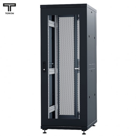 ТЕЛКОМ ТС-47.6.10-С2П.9005М Шкаф напольный 47U 600x1000x2209мм (ШхГхВ) телекоммуникационный 19", передняя дверь стеклянная - задняя дверь перфорированная распашная 2-х створчатая, цвет черный (RAL9005М) (5 мест)