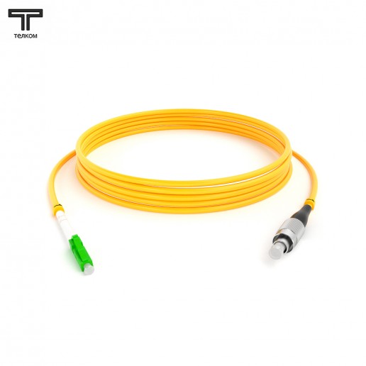 ТЕЛКОМ ШОС-3.0-LC/A-FC/U-SM-70м-LSZH-YL Шнур оптический simplex LC/APC-FC/UPC 9/125 OS2 одномодовый SM (3.0мм) LSZH, длина 70м