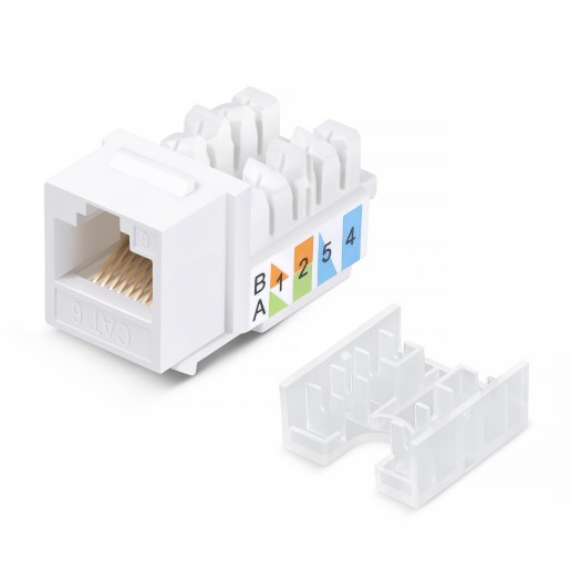 Cabeus KJ-RJ45-Cat.6-90-SW Вставка Keystone Jack RJ-45, категория 6, заделка тип 110, белая, со стяжкой