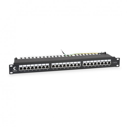 Cabeus PL-24-Cat.6-SH-Dual IDC Патч-панель 19" (1U), 24 порта RJ-45, категория 6, полностью экранированная, с задним кабельным организатором