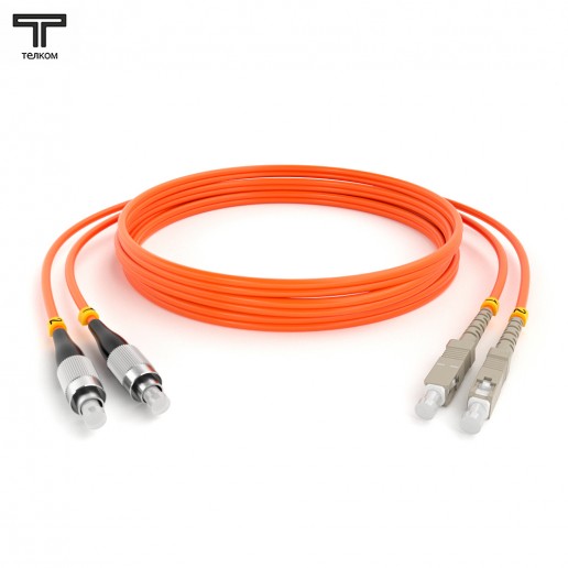 ТЕЛКОМ ШОС-2х3.0-2FC/U-2SC/U-MM50-2м-LSZH-OR Шнур оптический duplex FC/UPC-SC/UPC 50/125 OM2 многомодовый MM (3.0мм) LSZH, длина 2м