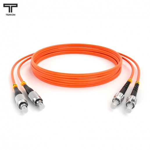 ТЕЛКОМ ШОС-2х3.0-2FC/U-2ST/U-MM50-25м-LSZH-OR Шнур оптический duplex FC/UPC-ST/UPC 50/125 OM2 многомодовый MM (3.0мм) LSZH, длина 25м