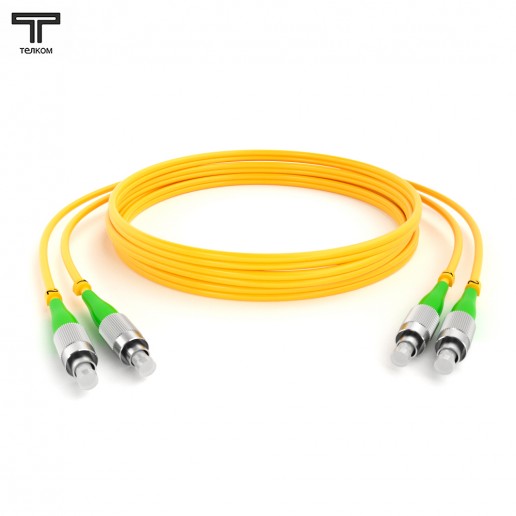 ТЕЛКОМ ШОС-2х3.0-2FC/A-2FC/A-SM-70м-LSZH-YL Шнур оптический duplex FC/APC-FC/APC 9/125 OS2 одномодовый SM (3.0мм) LSZH, длина 70м