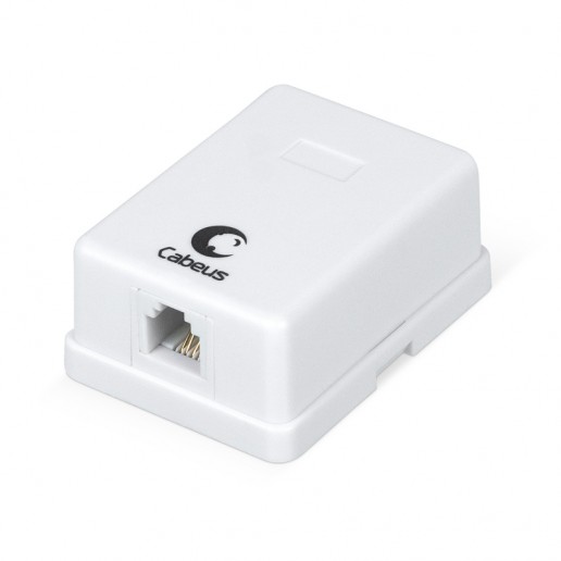 Cabeus WS-6P4C-TEL-1 Розетка телефонная RJ-12(6P4C), одинарная, внешняя, белая