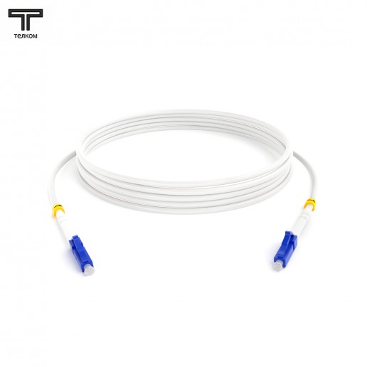 ТЕЛКОМ ШОС-3.0-LC/U-LC/U-SM(A1)-6м-LSZH-WH Шнур оптический simplex LC/UPC-LC/UPC 9/125 OS2 (G.657A1) одномодовый SM (3.0мм) LSZH, цвет белый, длина 6м
