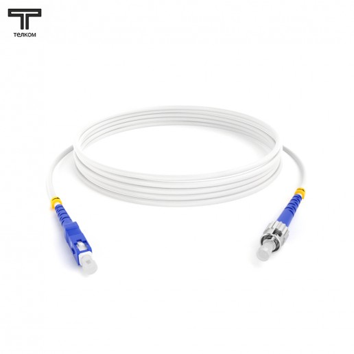 ТЕЛКОМ ШОС-3.0-SC/U-ST/U-SM(A1)-6м-LSZH-WH Шнур оптический simplex SC/UPC-ST/UPC 9/125 OS2 (G.657A1) одномодовый SM (3.0мм) LSZH, цвет белый, длина 6м