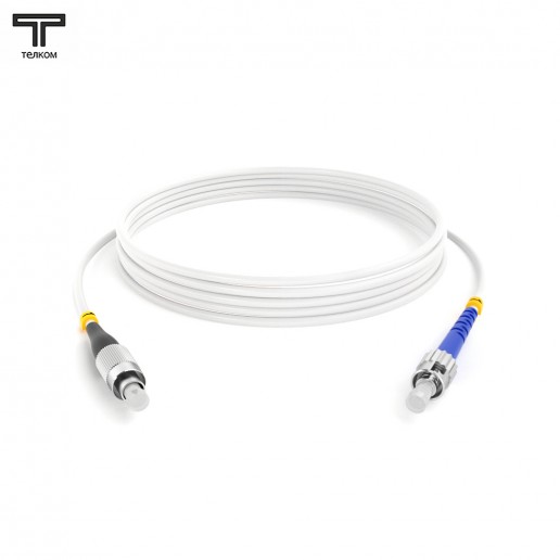 ТЕЛКОМ ШОС-3.0-FC/U-ST/U-SM(A1)-65м-LSZH-WH Шнур оптический simplex FC/UPC-ST/UPC 9/125 OS2 (G.657A1) одномодовый SM (3.0мм) LSZH, цвет белый, длина 65м
