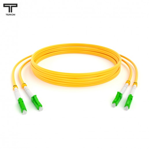 ТЕЛКОМ ШОС-2х3.0-2LC/A-2LC/A-SM-1м-LSZH-YL Шнур оптический duplex LC/APC-LC/APC 9/125 OS2 одномодовый SM (3.0мм) LSZH, длина 1м