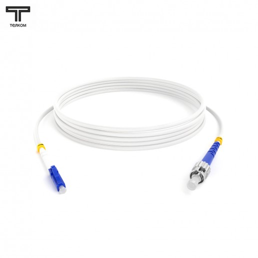 ТЕЛКОМ ШОС-3.0-LC/U-ST/U-SM(A1)-4м-LSZH-WH Шнур оптический simplex LC/UPC-ST/UPC 9/125 OS2 (G.657A1) одномодовый SM (3.0мм) LSZH, цвет белый, длина 4м