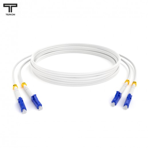 ТЕЛКОМ ШОС-2x3.0-2LC/U-2LC/U-SM(A1)-0.5м-LSZH-WH Шнур оптический duplex LC/UPC-LC/UPC 9/125 OS2 (G.657A1) одномодовый SM (3.0мм) LSZH, цвет белый, длина 0,5м