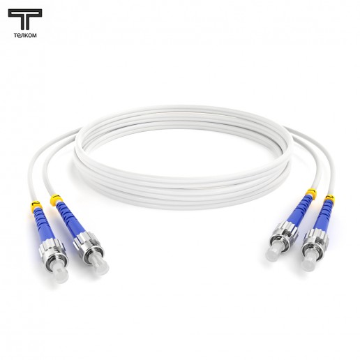 ТЕЛКОМ ШОС-2x3.0-2ST/U-2ST/U-SM(A1)-25м-LSZH-WH Шнур оптический duplex ST/UPC-ST/UPC 9/125 OS2 (G.657A1) одномодовый SM (3.0мм) LSZH, цвет белый, длина 25м