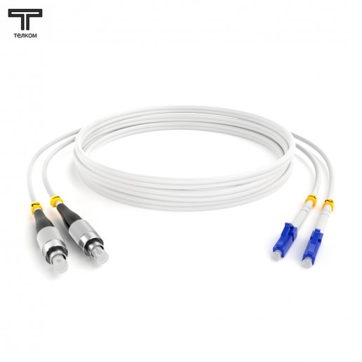 ТЕЛКОМ ШОС-2x3.0-2FC/U-2LC/U-SM(A1)-150м-LSZH-WH Шнур оптический duplex FC/UPC-LC/UPC 9/125 OS2 (G.657A1) одномодовый SM (3.0мм) LSZH, цвет белый, длина 150м