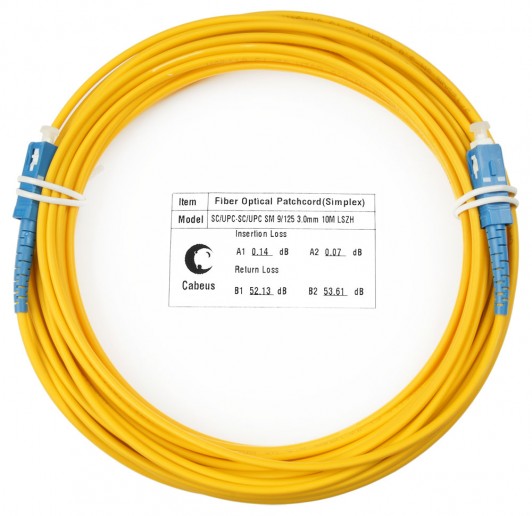 Cabeus FOP(s)-9-SC-SC-10m Шнур оптический simplex SC-SC 9/125 sm 10м LSZH