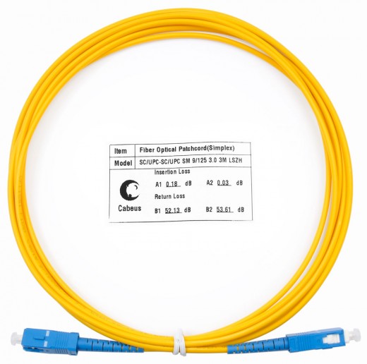 Cabeus FOP(s)-9-SC-SC-3m Шнур оптический simplex SC-SC 9/125 sm 3м LSZH