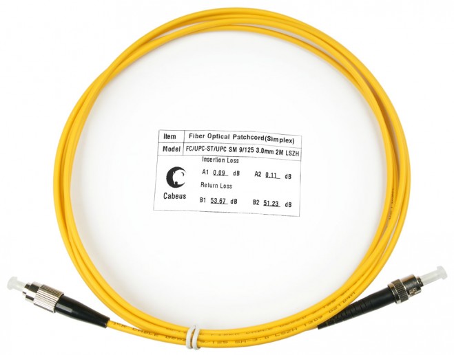Cabeus FOP(s)-9-FC-ST-2m Шнур оптический simplex FC-ST 9/125 sm 2м LSZH