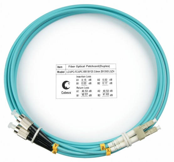 Cabeus FOP-50-LC-FC-2m Шнур оптический duplex LC-FC 50/125 mm OM3 2м LSZH