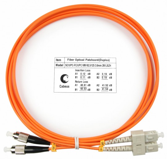 Cabeus FOP-62-SC-FC-1m Шнур оптический duplex SC-FC 62,5/125 mm 1м LSZH