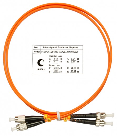 Cabeus FOP-62-FC-ST-1,5m Шнур оптический duplex FC-ST 62,5/125 mm 1,5м LSZH