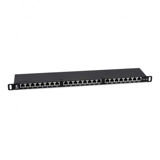 Cabeus PLHD-24-Cat.6a-SH-Dual-0,5U Патч-панель высокой плотности 19" (0,5U), 24 порта RJ-45, категория 6а, полностью экранированная, Dual IDC