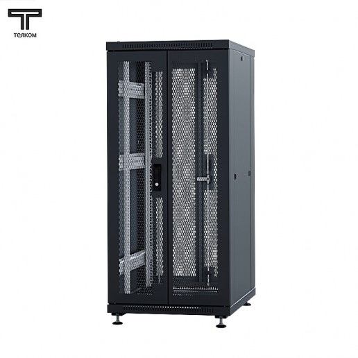 ТЕЛКОМ ТС-18.6.10-2П2П.9005М Шкаф напольный 18U 600x1000x920мм (ШхГхВ) телекоммуникационный 19", передняя дверь перфорированная распашная 2-х створчатая - задняя дверь перфорированная распашная 2-х створчатая, цвет черный (RAL9005М) (5 мест)