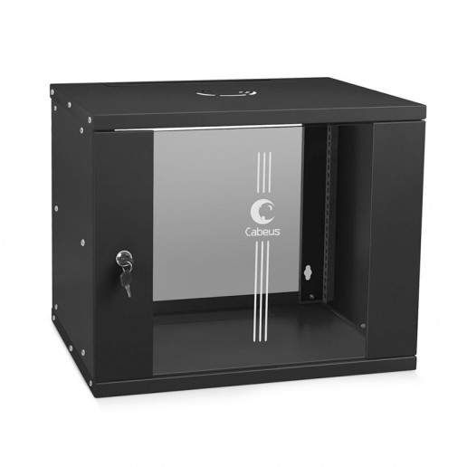 Cabeus WSC-05D-12U55/45-BK Шкаф телекоммуникационный настенный 19" 12U, серия LIGHT разборный, дверь стекло, цвет черный