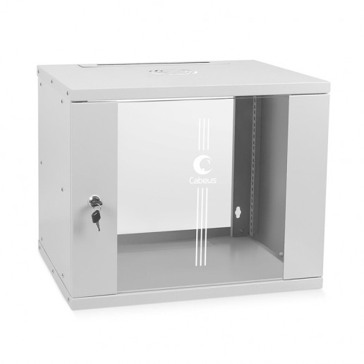 Cabeus WSC-05D-6U55/45 Шкаф телекоммуникационный настенный 19" 6U, серия LIGHT разборный, дверь стекло, цвет серый