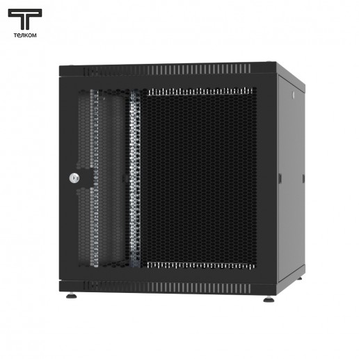 ТЕЛКОМ TLN-12.6.8-ПМ.9005МА Шкаф напольный 12U 600x800x623мм (ШхГхВ) телекоммуникационный 19", передняя дверь перфорированная - задняя дверь металлическая, цвет черный (RAL9005МА) (4 места)