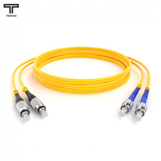 ТЕЛКОМ ШОС-2x3.0-2FC/U-2ST/U-SM-65м-LSZH-YL Шнур оптический duplex FC/UPC-ST/UPC 9/125 OS2 (G.652.D) одномодовый SM (3.0мм) LSZH длина 65м