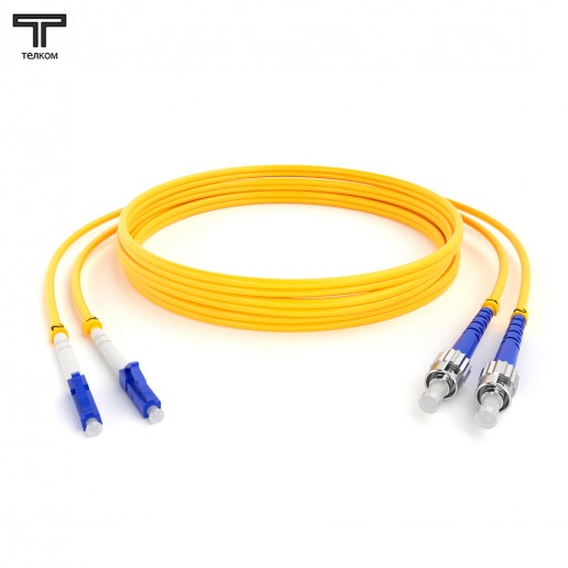 ТЕЛКОМ ШОС-2x3.0-2LC/U-2ST/U-SM-65м-LSZH-YL Шнур оптический duplex LC/UPC-ST/UPC 9/125 OS2 (G.652.D) одномодовый SM (3.0мм) LSZH длина 65м