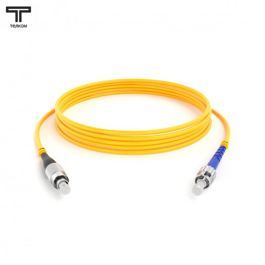 ТЕЛКОМ ШОС-3.0-FC/U-ST/U-SM-35м-LSZH-YL Шнур оптический simplex FC/UPC-ST/UPC 9/125 OS2 (G.652.D) одномодовый SM (3.0мм) LSZH, длина 35м