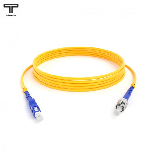 ТЕЛКОМ ШОС-3.0-SC/U-ST/U-SM-300м-LSZH-YL Шнур оптический simplex SC/UPC-ST/UPC 9/125 OS2 (G.652.D) одномодовый SM (3.0мм) LSZH, длина 300м