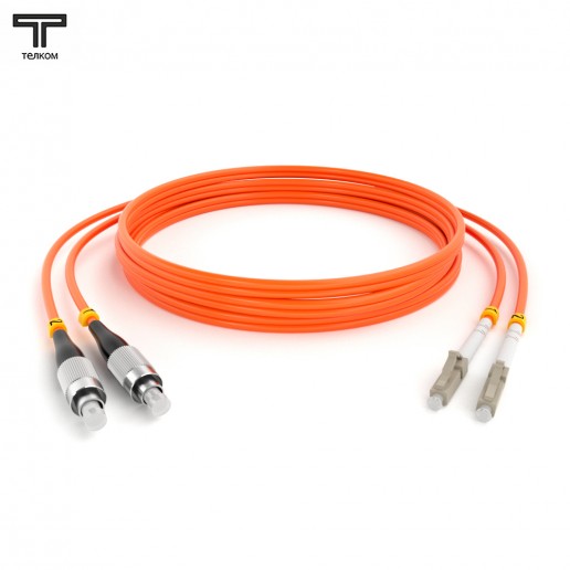 ТЕЛКОМ ШОС-2х3.0-2FC/U-2LC/U-MM50-9м-LSZH-OR Шнур оптический duplex FC/UPC-LC/UPC 50/125 OM2 многомодовый MM (3.0мм) LSZH, длина 9м