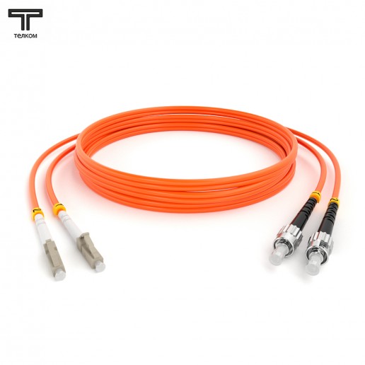 ТЕЛКОМ ШОС-2х3.0-2LC/U-2ST/U-MM50-9м-LSZH-OR Шнур оптический duplex LC/UPC-ST/UPC 50/125 OM2 многомодовый MM (3.0мм) LSZH, длина 9м